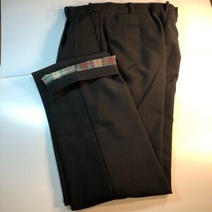 Black Vintage Haband's Men's 32x32 Fit Forever Flannel Lined Pleated Trousers